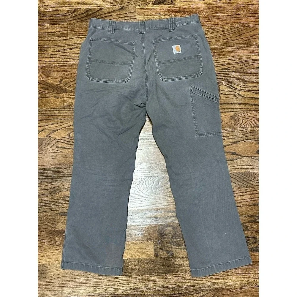Carhartt Mens Gray Relaxed Fit Rugged Workwear Pants 102291 039 Men's Sz 34x30